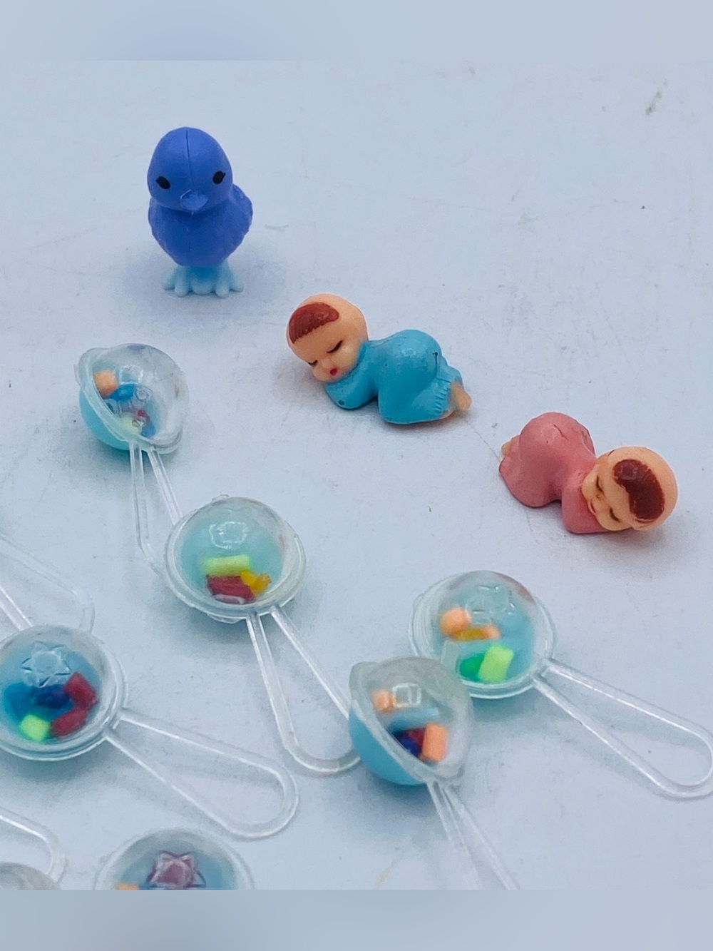 Miniature Baby Rattlers, Baby Bottles, Baby Boy And Girl Baby Shower Decorations - Picture 3 of 8